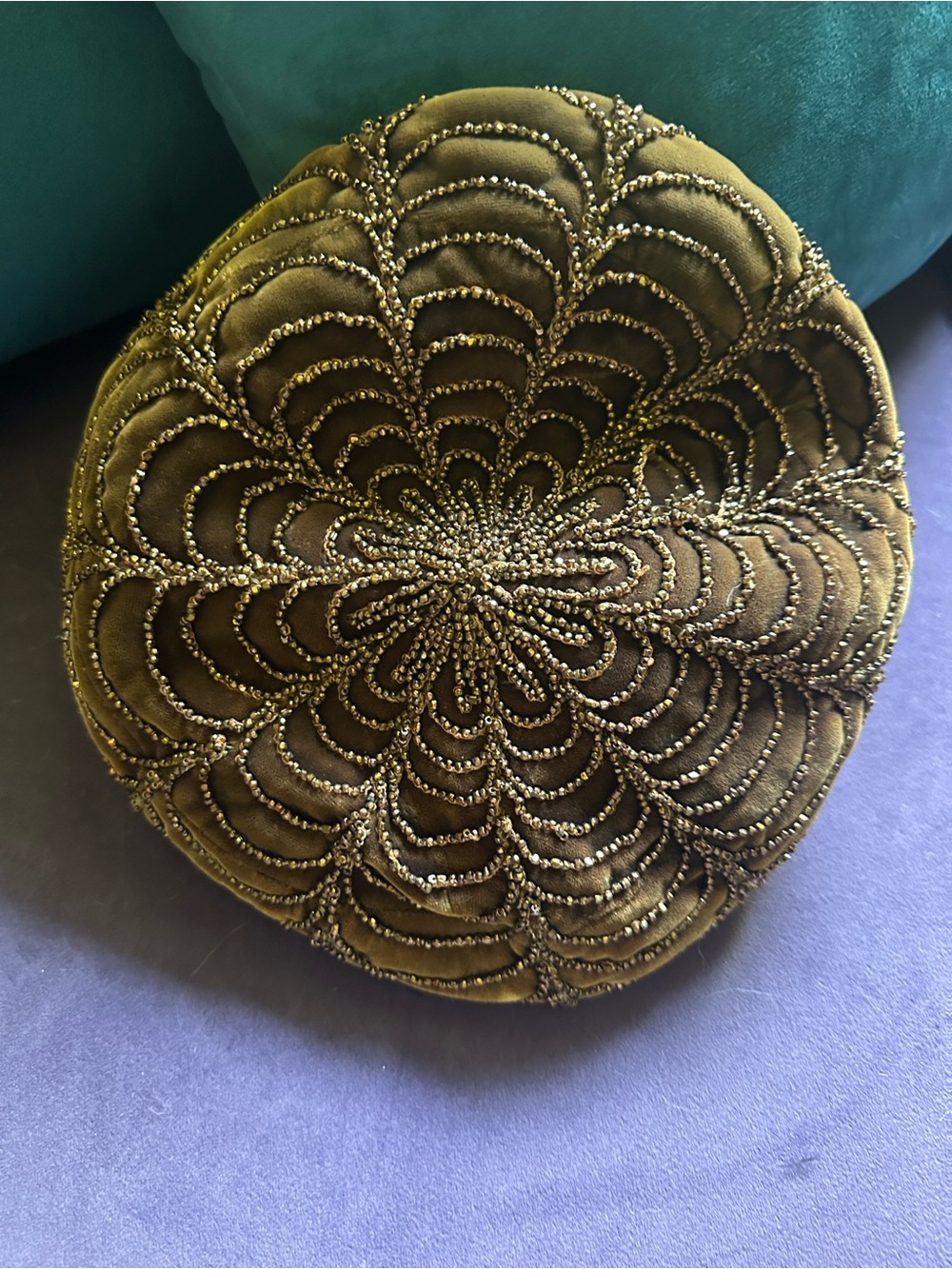 Vintage Styled by Coralie Velvet Beaded Round Velvet Accent Hat in Brown
